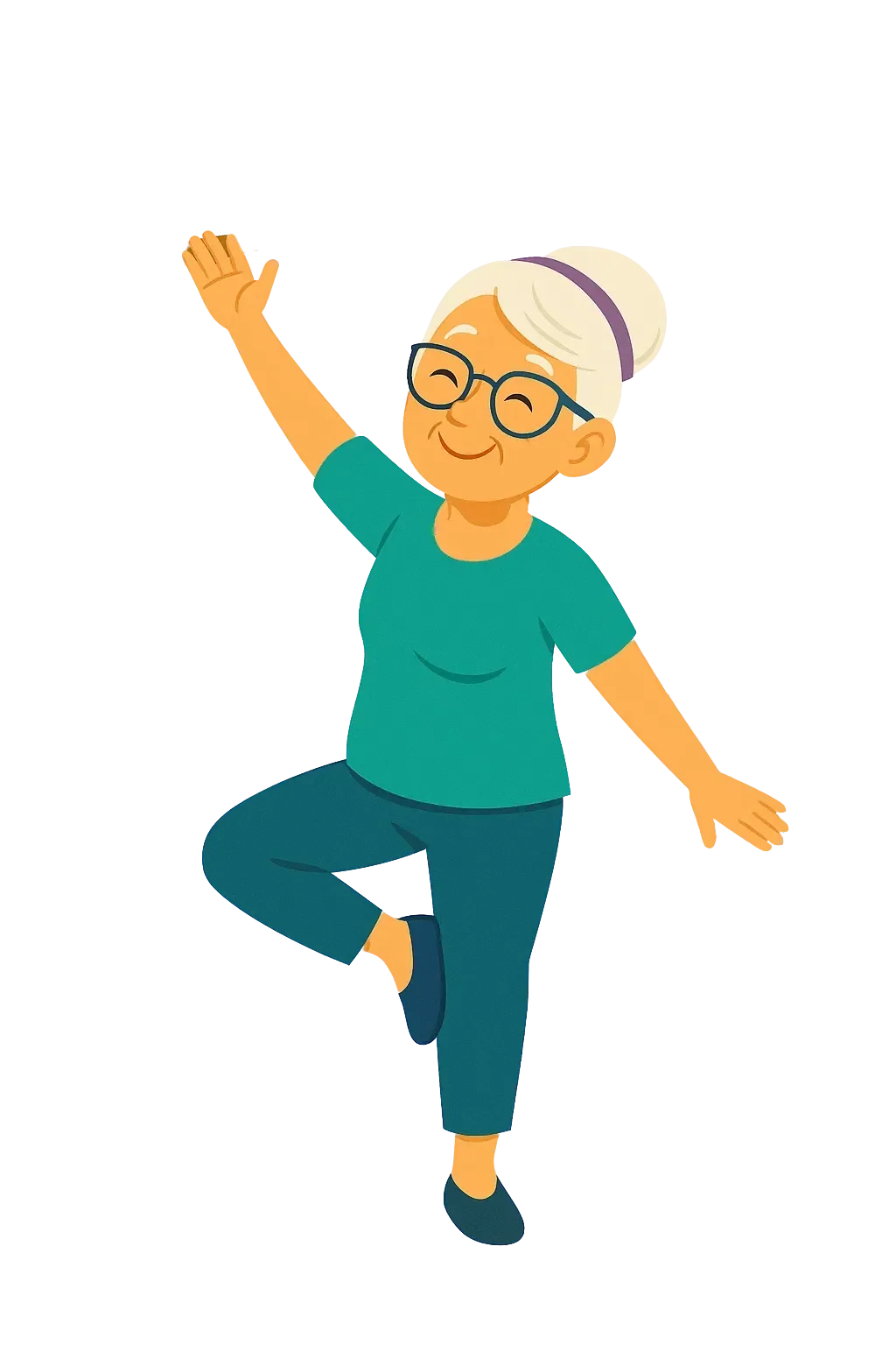 Grandparent doing playful stretchesyoga